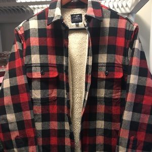 J Crew Flannel Sherpa Jacket